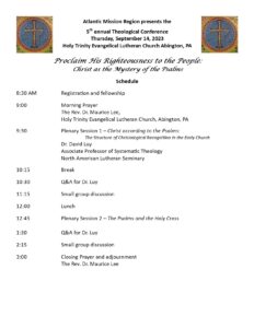 Theological Conference Schedule